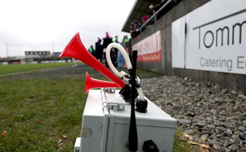 A 'hooter' system at the Division 1 game between Galway and Tyrone at Tuam Stadium. Photograph:  James Crombie/Inpho