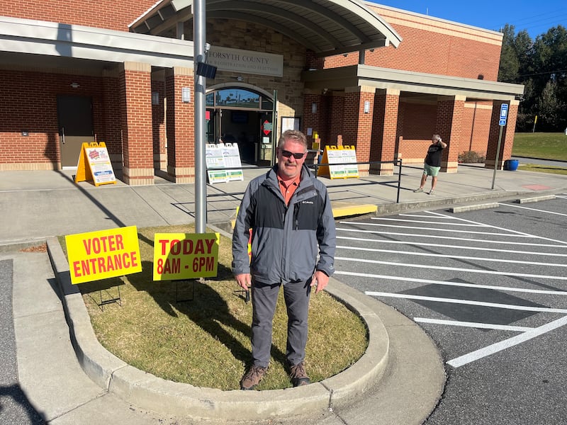 John Herd, who voted in Cumming, Georgia on Monday, said his vote was 'definitely' going to Donald Trump. Photograph: Steven Carroll