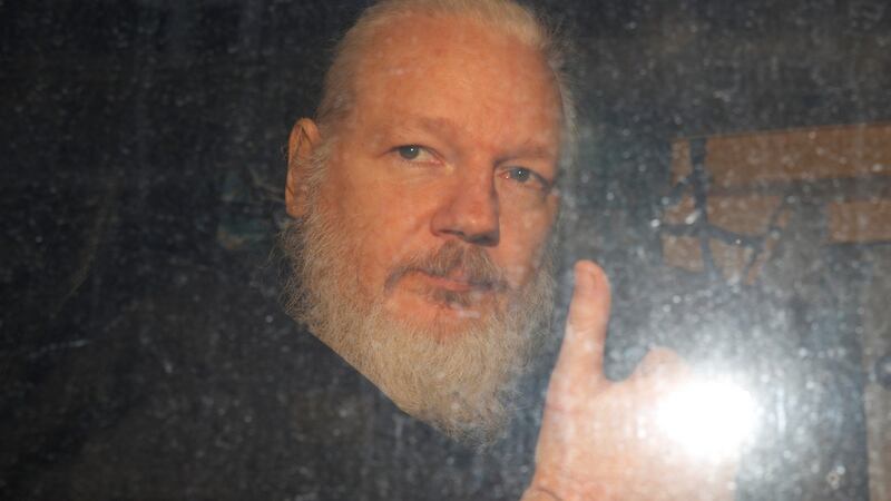 WikiLeaks founder Julian Assange is seen after he was arrested by British police outside Westminster Magistrates Court in London on THursday. Photograph: Peter Nicholls/Reuters