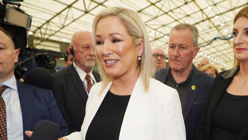 Sinn Fein’s Michelle O’Neill after being elected. Photograph:  Niall Carson/PA Wire