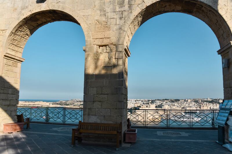 Malta from the Upper Barrakka Garden pillars in Valetta. Photograph: iStock