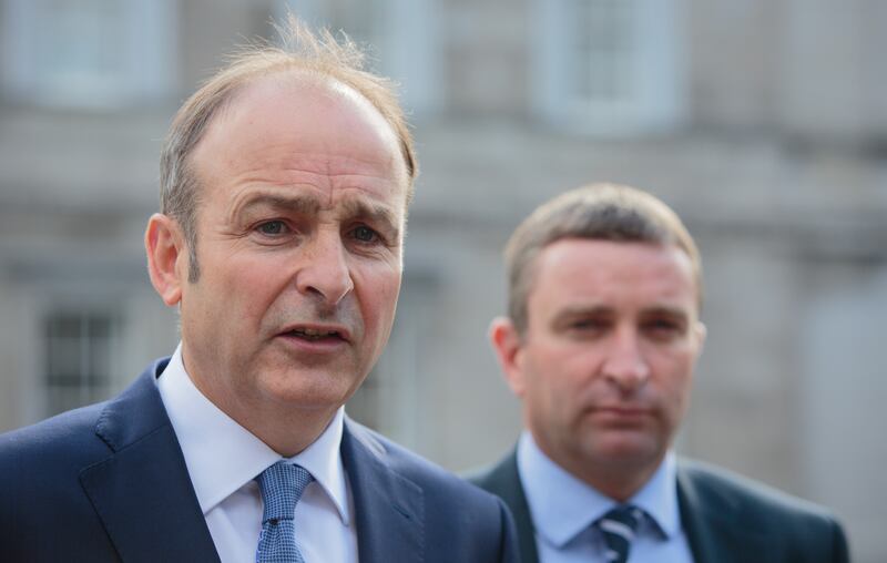 Micheál Martin was in forceful form when denouncing a 'political campaign' aimed at, among many others, Niall Collins. Photograph: Gareth Chaney/Collins Photo Agency