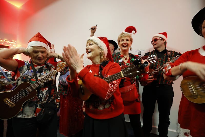 Sarah Thornhill and other members of the Rathfarnham Ukulele Group ready to entertain. 