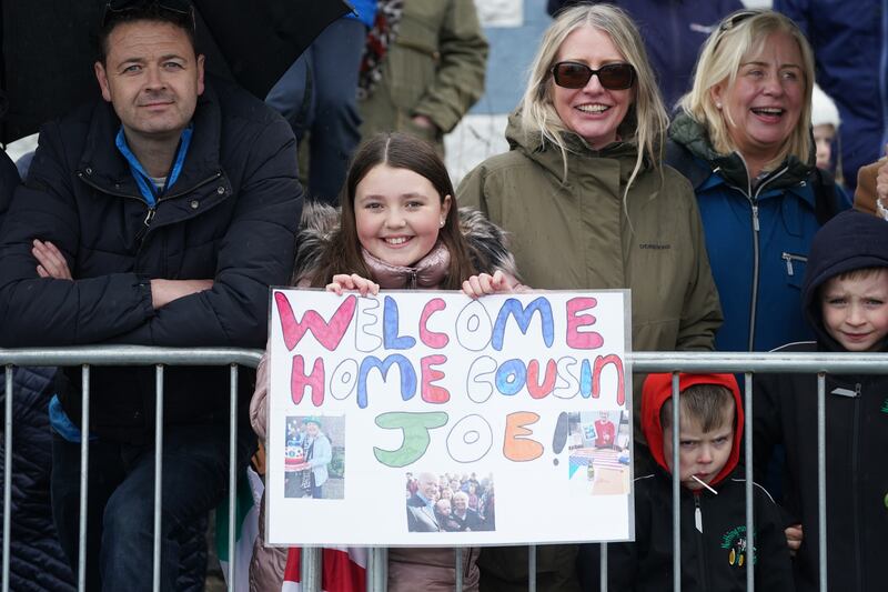 Members of the public gather in Carlingford ahead of Joe Biden's arrival. Photograph: Brian Lawless/PA