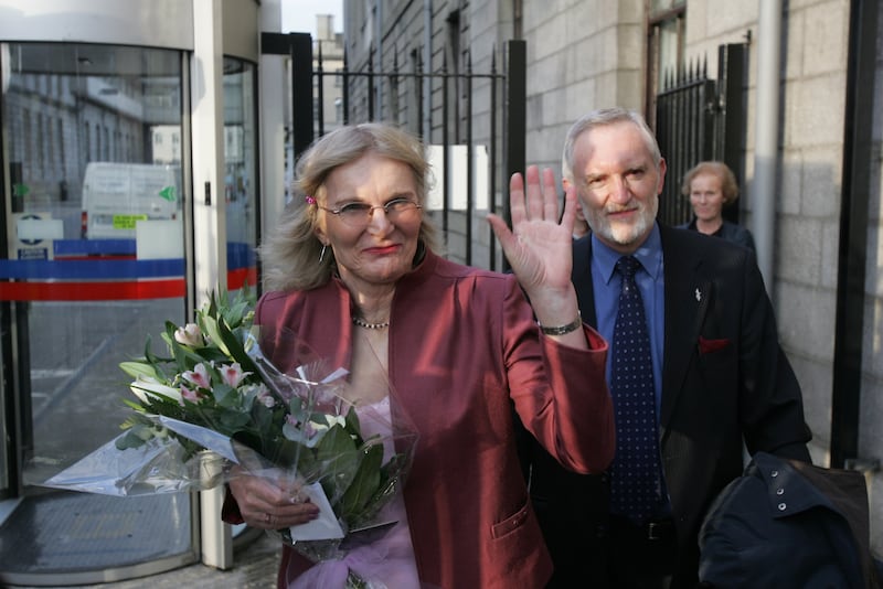 Dr Lydia Foy with solicitor Michael Farrell outside the High Court in October 2007. Photograph: Frank Miller