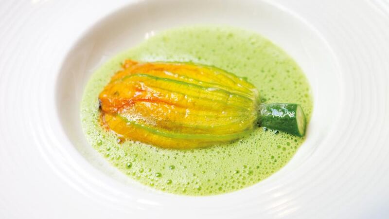 Winner of the Best Starter award: stuffed courgette flower by Graham Neville of Restaurant FortyOne in Dublin. Photograph: Helen Coonagh