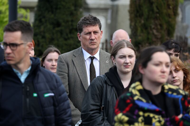 Minister for Transport and the Environment, Climate and Communications, Eamon Ryan amongst mourners pictured this evening at the Victorian Chapel for Gretta Price Martin. Photograph: Colin Keegan/Collins Dublin