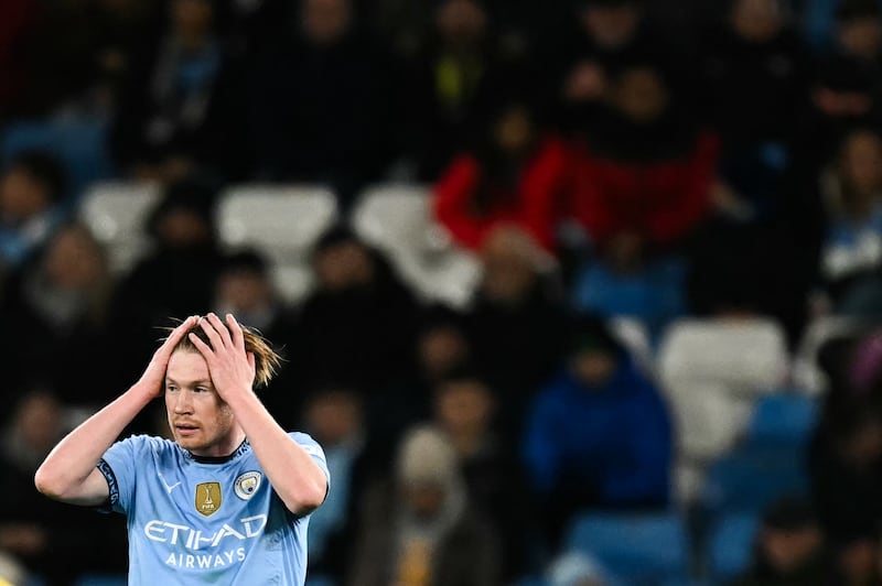 Manchester City's Kevin De Bruyne during their Premier League game against Tottenham Hotspur. Photograph: Paul Ellis/AFP via Getty Images