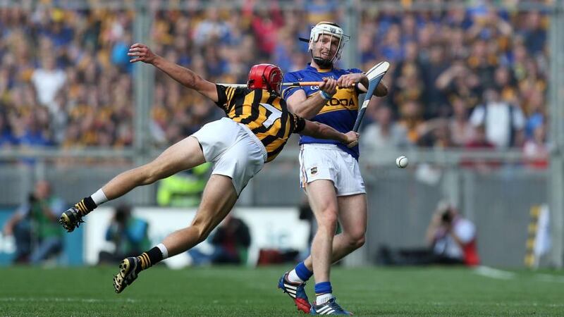 Kilkenny’s Cillian Buckley blocks down  Pádraic Maher of Tipperary in the drawn All-Ireland hurling final on September 7th at Croke Park. Photograph: Ryan Byrne / Inpho