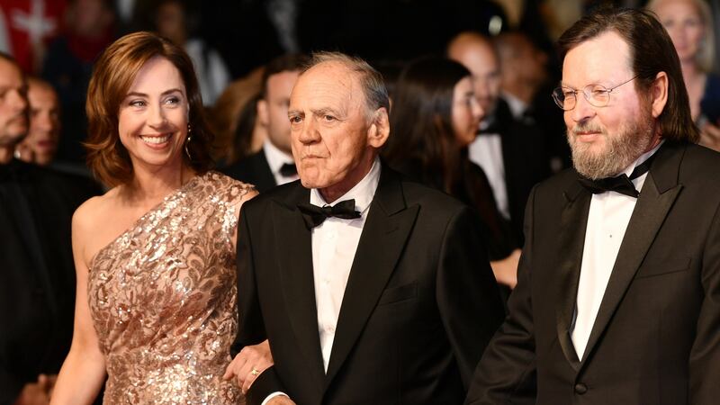 Sofie Grabol,  Bruno Ganz, and director Lars von Trier attend the screening of The House That Jack Built at Cannes. Photograph: Emma McIntyre/Getty Images