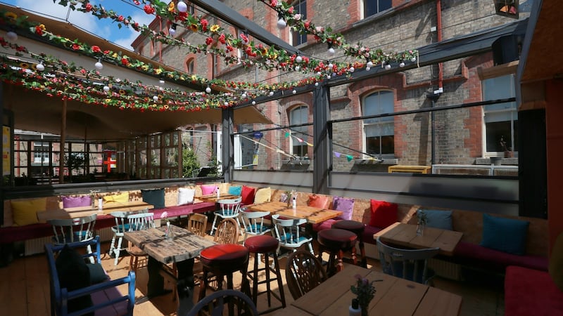 Shouk’s outside seating  area.  Photograph: Laura Hutton