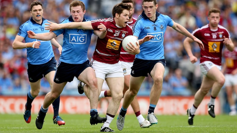 Dublin’s Jack McCaffrey and Brian Fenton tackle Callum McCormack of Westmeath during the 2015 Leinster final. Photograph: James Crombie/Inpho