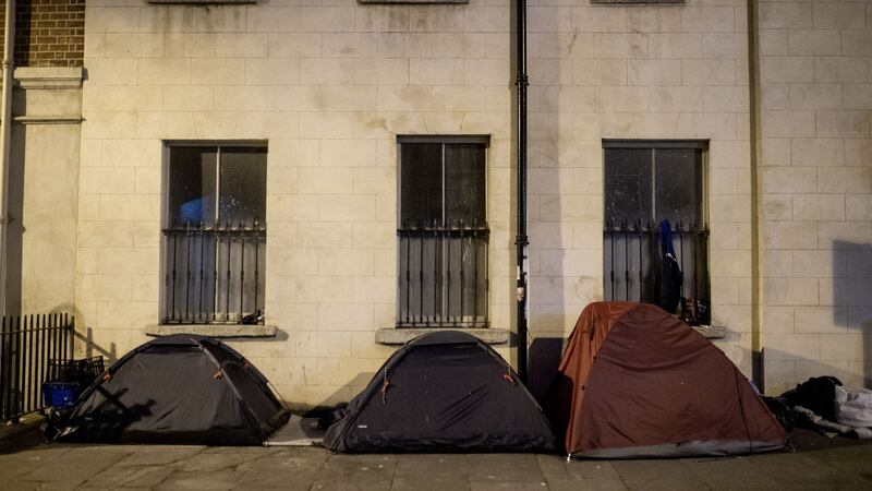 Tents in Dublin city centre. Photograph: Tom Honan