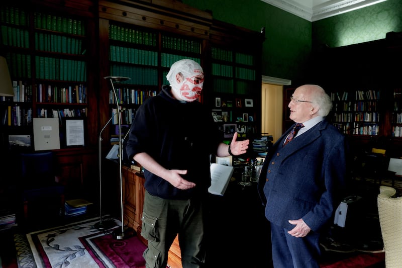 President Michael D Higgins speaking to Blindboy: 'It is a terrible feeling to be disconnected.' Photograph: Maxwell Photography