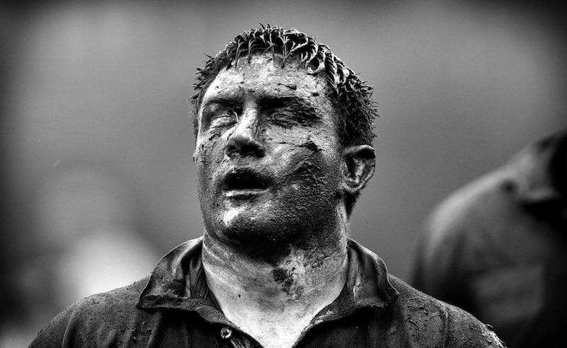 Clontarf’s Phillip Purdue caked in mud drawing breath following the loss of a lineout during an AIB Division One league match between Clontarf and Shannon. Taken on Canon EOS-1D Mark II, 400mm lens 640th sec @ f3.5. Photo: Morgan Treacy/Inpho