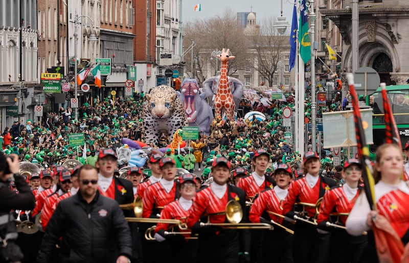 The 2025 St Patrick's Day Festival Parade en route through Dublin.  Photograph: Alan Betson

