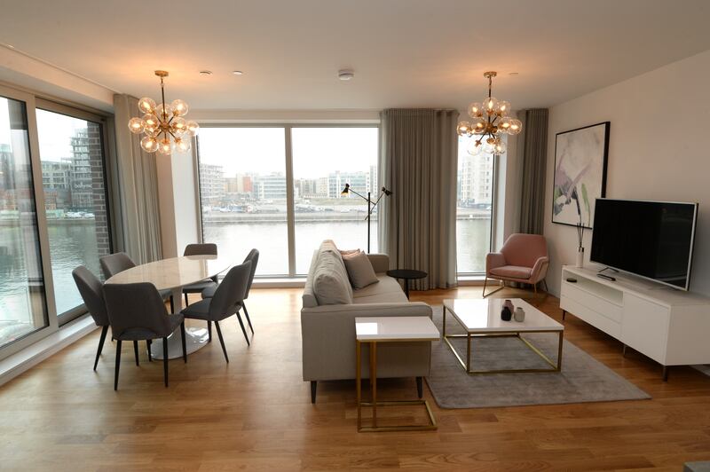 An apartment at Capital Dock on Sir John Rogerson's Quay in Grand Canal Dock, Dublin. Photograph: Dara Mac Dónaill/The Irish Times








Photograph: Dara Mac Donaill / The Irish Times