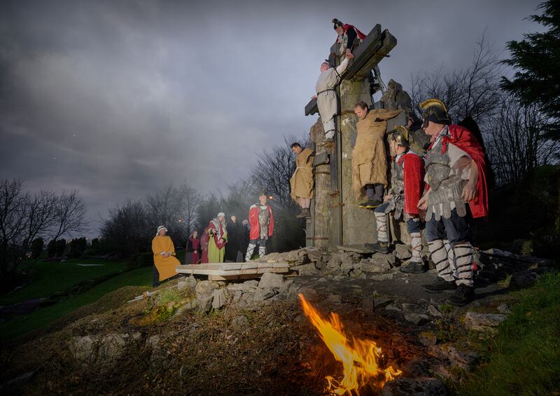 Everyone is complaining, but most of us never had it so good,' says Seán Hayes, who plays a solider in the passion play. Photograph: Michael Mc Laughlin