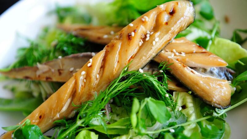 Fresh mackeral, sticky honey, soy, sesame and rice wine vinegar dressing. Photograph: Aidan Crawley