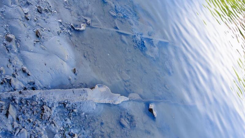 The outline of the log boat seen in the river Boyne. Photograph: BFRRS