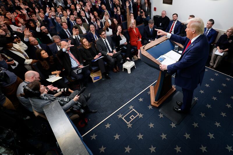 President Trump holds a press briefing on January 30th about the air crash in Washington DC the previous evening. Photograph: Chip Somodevilla/Getty