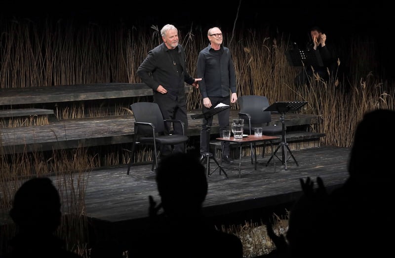 Abbey reading: Aidan Quinn and Steve Buscemi during Ages of the Moon, by Sam Shepard. Photograph: Mark Stedman