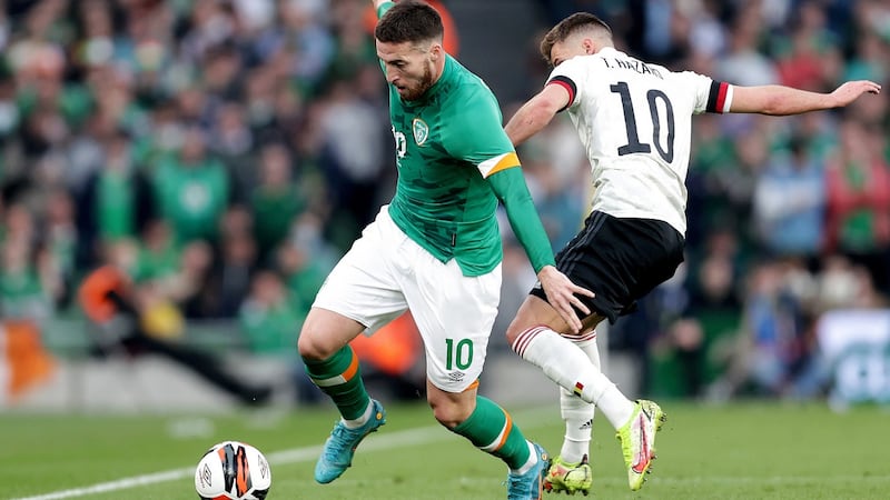 Matt Doherty impressed at right wing back in Saturday’s draw with Belgium. Photograph: Laszlo Geczo/Inpho