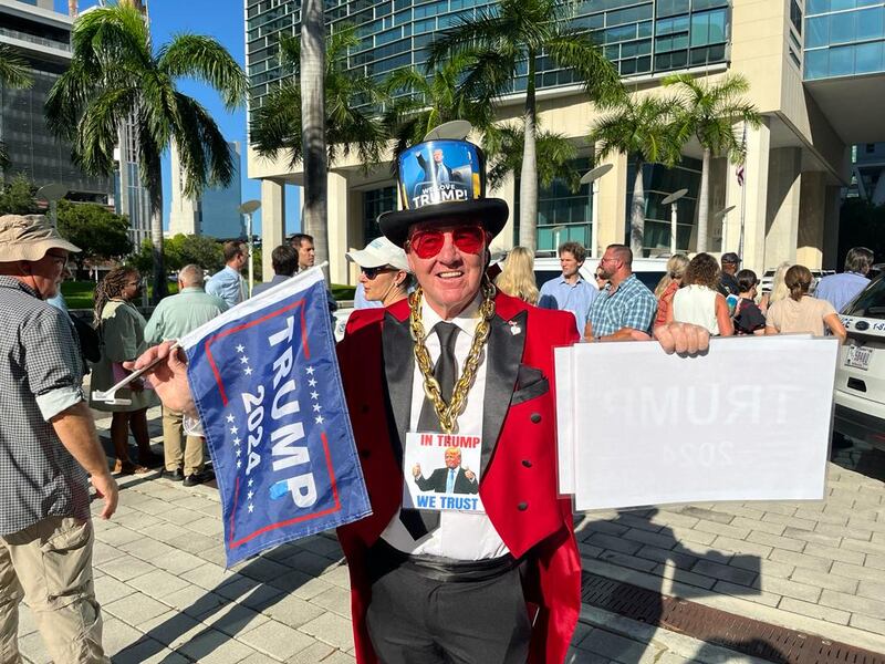 Gregg Donovan flew from California to Miami to support Donald Trump in court on Tuesday. Photograph: Martin Wall