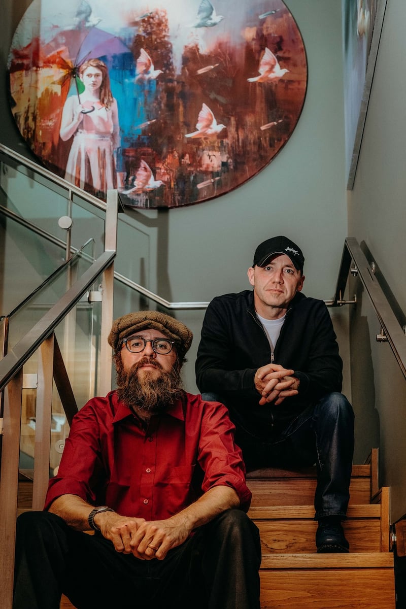 The collection of contemporary art on Steve Murray and Colin Dickson’s (pictured) diner’s walls is curated by Maser. Chloe Early’s Stormtroopers is seen in the background here. Photograph: Gabriela Szeplaki