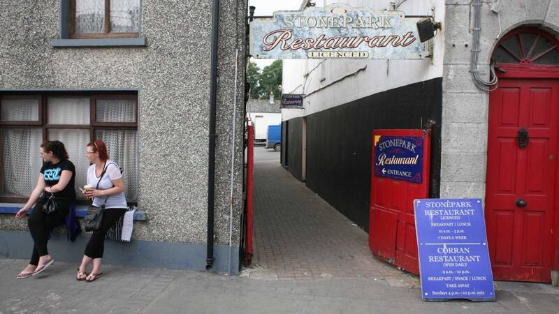 The entrance to the Stone Park restaurant, owned by the Perry family. Photograph: Brian Farrell