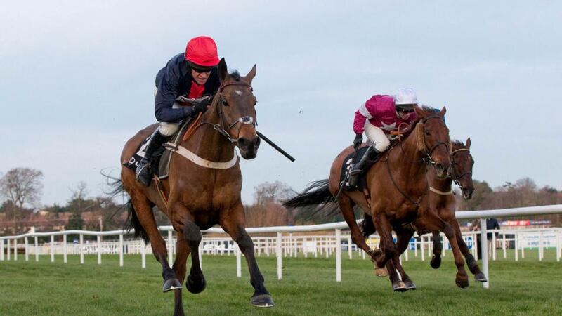 Barry Geraghty celebrates winning The Lexus Chase on Bobs Worth. Photograph: Morgan Treacy/Inpho