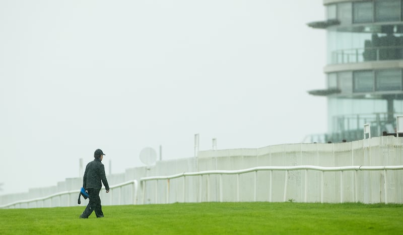 Lorcan Wyer walks the trackat Ballybrit ahead of the third day of the Galway festival in 2020. Photograph: James Crombie/Inpho