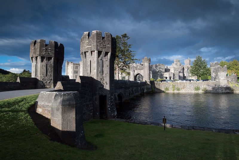 Rainbow over Ashford Castle, a 13th century castle turned into a 5 star luxury hotel