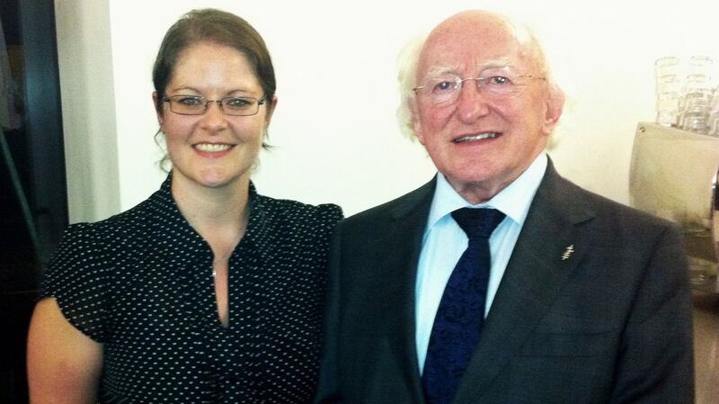 Donna Hillyer with President Michael D Higgins in London in 2011.