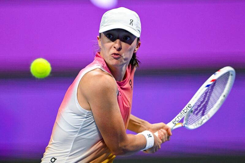 Poland's Iga Swiatek during the 2025 WTA Qatar Open quarter-final. Photograph: Mahmud Hams/AFP via Getty Images