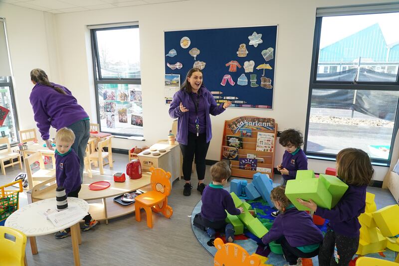 A teacher in Naíscoil na Seolta Ciara Moore. Photograph: Enda O'Dowd