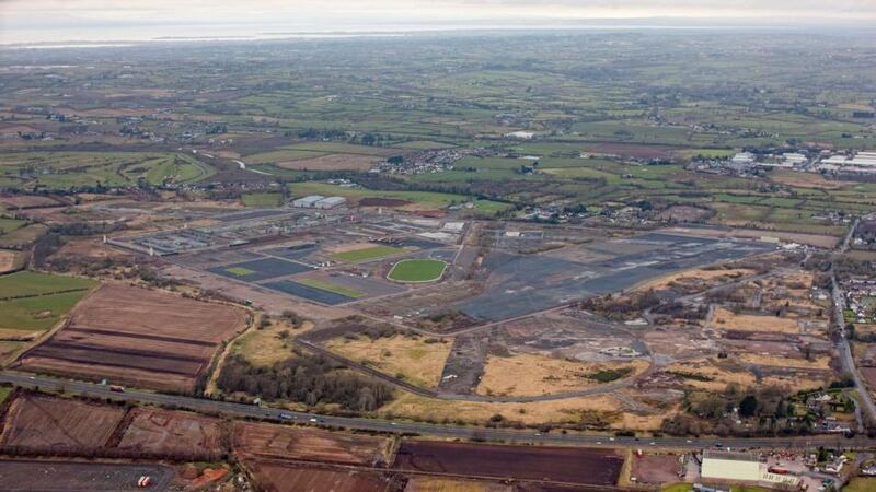 A handout photo issued by Maze Long Kesh Development Corporation of an aerial view of the Maze Long Kesh site where the new peace centre will be. Photograph:  Colin Bailie/PA Wire