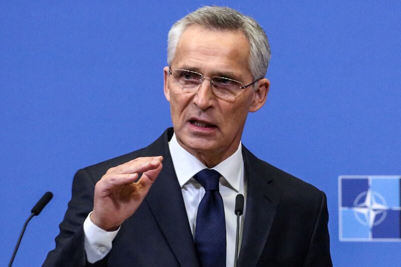 Jens Stoltenberg, secretary general of NATO, during a news conference following a meeting of the North Atlantic Council at the NATO headquarters in Brussels, Belgium, on Wednesday. Photograph: Bloomberg