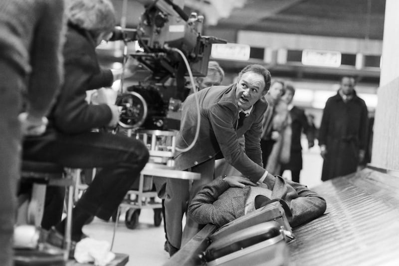 During the filming of the thriller Target directed by Arthur Penn on January 7th, 1985, in Paris. Photograph: Philippe Wojazer/AFP