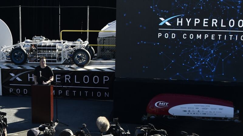 SpaceX CEO Elon Musk  speaks during the SpaceX Hyperloop competition in Hawthorne, California in  2017. Photograph: Gene Blevins/AFP/Getty Images