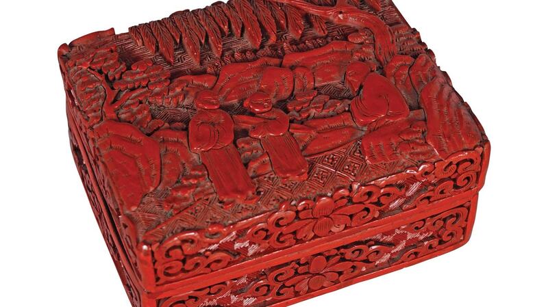 Carved cinnabar box