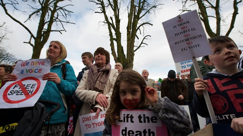 A protest in Castlebar, Co Mayo, in 2012 over the potential closure of small schools. Photograph: Keith Heneghan/Phocus