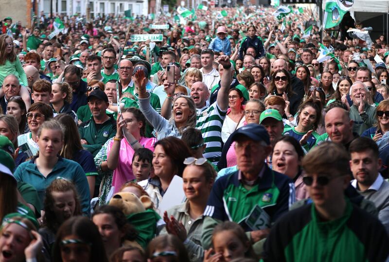 The sunshine at Limerick's triumphant homecoming matched the mood of their fans. Photograph: Tom Maher/Inpho