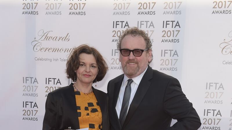 Colm Meaney with his wife Ines Glorian at the Mansion House.