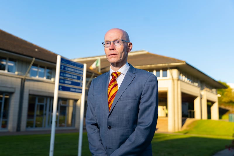 Michael Finn, principal of Gorey Community School.  He siad the school is well positioned to switch to remote learning if needed. Photograph: Patrick Browne