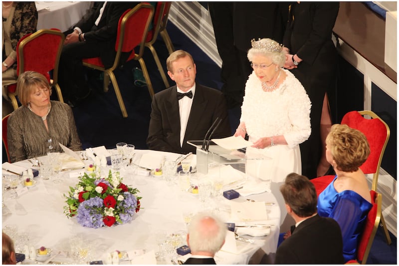 Queen Elizabeth II and then taoiseach Enda Kenny attend a special State dinner in St Patrick's Hall Dublin Castle in her honour on day two of her  State Visit to Ireland in May 2011. Photograph: David Sleator/The Irish Times 