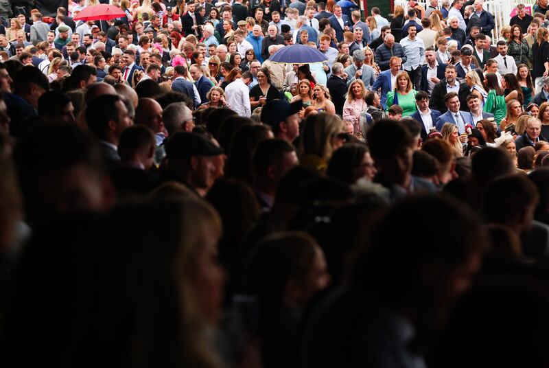 A view of the crowd at the 2023 Galway racing festival in Ballybrit. Photograph: Tom Maher/Inpho