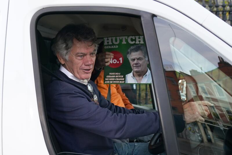 Gerry 'The Monk' Hutch' who is running for the Dublin Central constituency, campaigning in Dublin. Photo: Brian Lawless/PA Wire