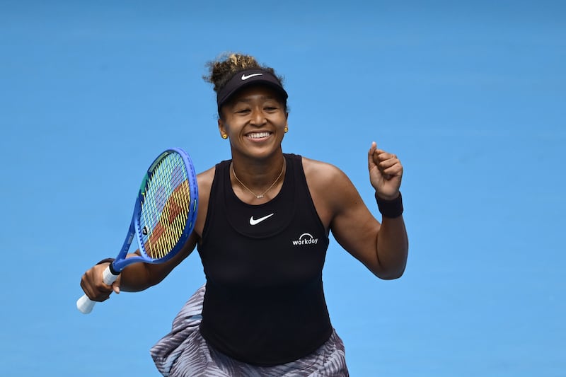 Naomi Osaka of Japan celebrates winning against Karolina Muchova. Photograph: Hannah Peters/Getty