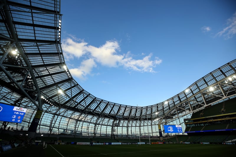 A view from the Aviva Stadium ahead of Leinster v Bath in the Champions Cup. Photograph: Ben Brady/Inpho